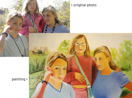 Alex, Sarah, and Johanna, oil on canvas, 30”x40”
