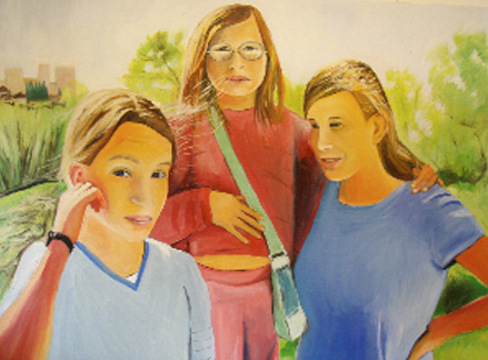 Alex, Sarah, and Johanna, oil on canvas, 30”x40”