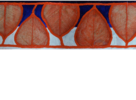 Leaf Ladder, acrylic, leaves, map, on plexiglass, 6”x27”
