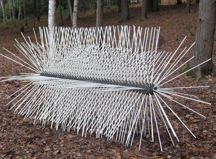 Long Seed, fiberglass wands, burned log, 5’x10’